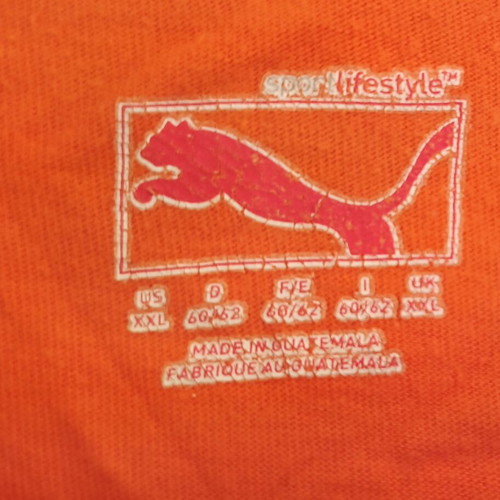 Puma men's t-shirt orange with logo size XXL like new