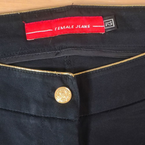Female Jeans Black Shorts with Gold Details and Turned-Up Cuffs Size M/40 Like New