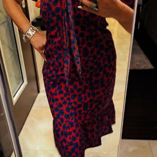 Satin dress like new, blue and red, size M