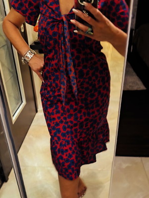 Satin dress like new, blue and red, size M