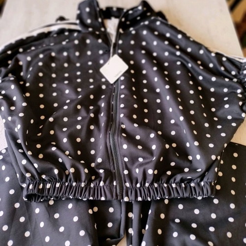 Sporty elegant women's set new, black with white dots