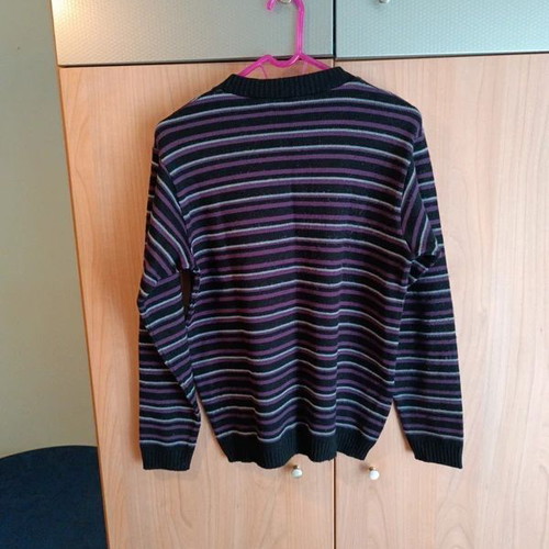 Roberto men's knitted sweater used, size L, black and purple
