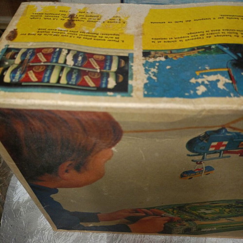 Biller helicopter air rescue vintage toy used with lithographed box from 1960