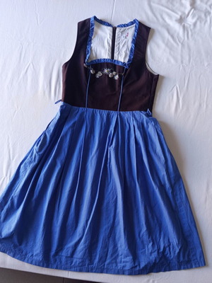 Dirndl dress used, size 38 M, blue polka dot and dark bust