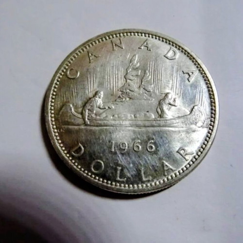 Canada 1 Dollar 1966 silver coin used, Voyageur Dollar