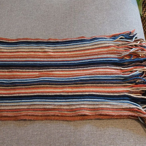 Wool scarf used, multicolored blue and red
