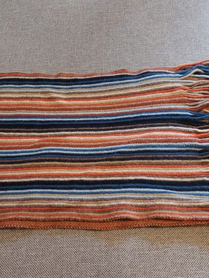 Wool scarf used, multicolored blue and red