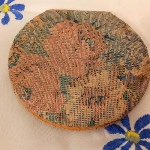 Double vintage mirror with tapestry covering used
