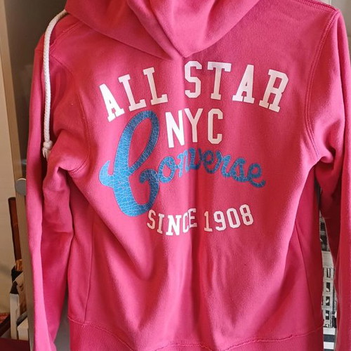 Converse All Star sweatshirt jacket used, fuchsia with hood