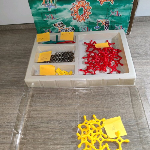 Magnetic construction set used, 144 pieces, vintage