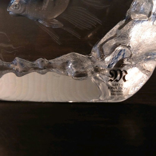 Mats Jonasson crystal sculpture like new, Sweden full lead fish