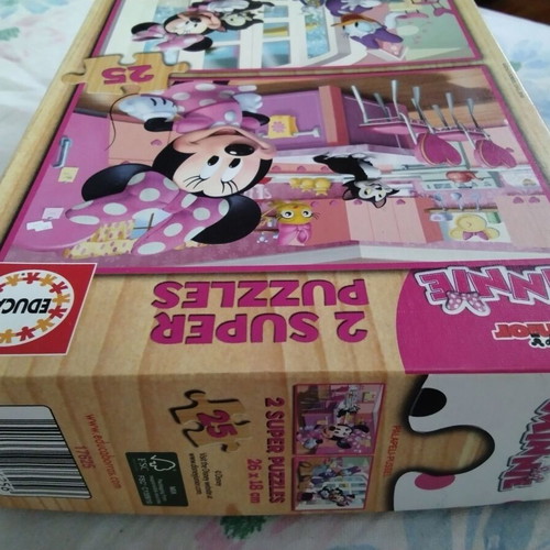 Puzzle Minnie Happy Helpers wooden like new, 2x25 pieces, Educa