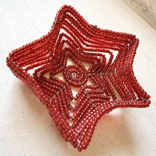 Set of 6 Retro Handmade Star-shaped Wire and Bead Tealight Holders