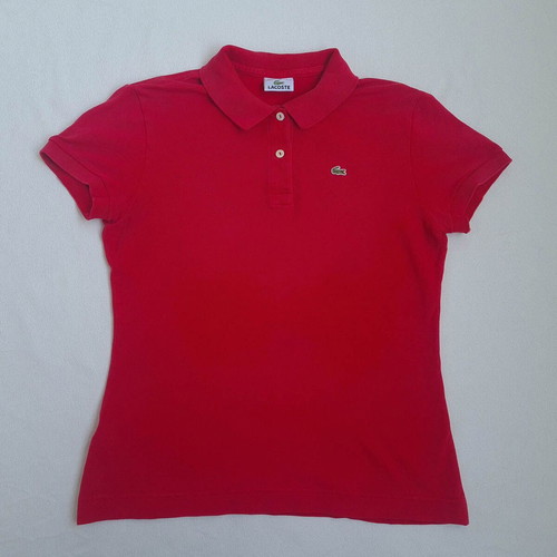 Lacoste women's red polo shirt XL slim fit short sleeve