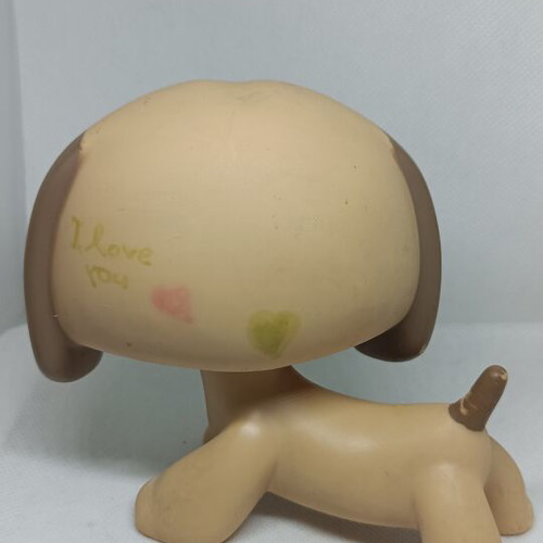 Littlest Pet Shop Jumbo Beige Dachshund figure used, Hasbro