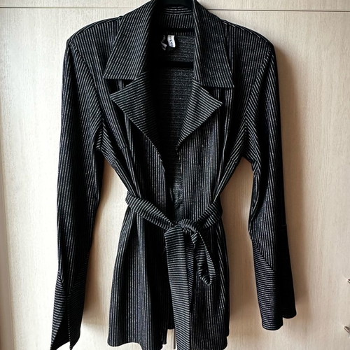 Nadia Rapti blazer new, size M, black with silver stripe and belt