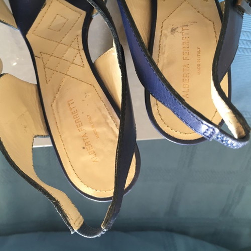 Alberta Ferretti evening sandals used, blue, size 38