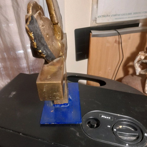 Bernardakis metal sculpture like new, rare bronze on iron base