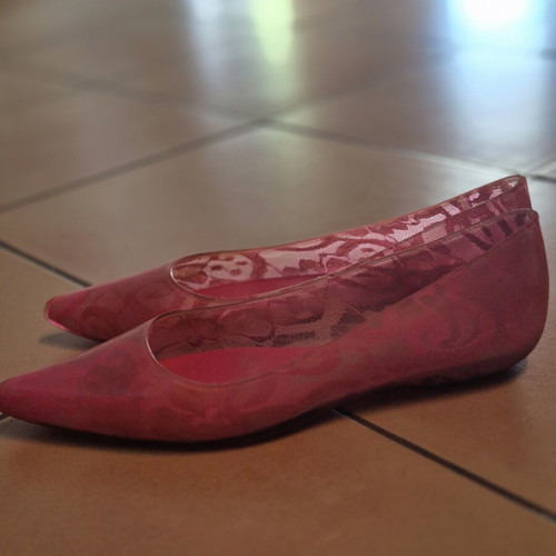 Melissa jelly ballerina shoes used, pink, lace design
