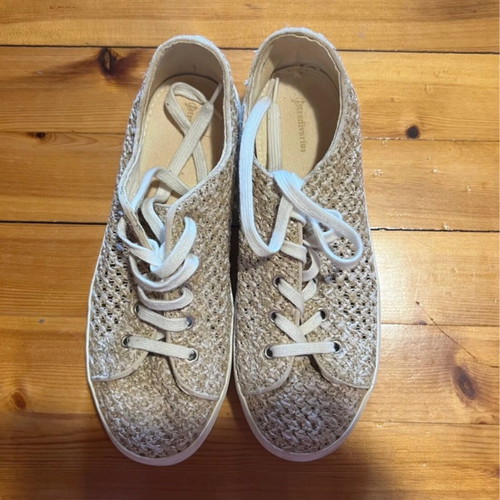 Stradivarius double-layer straw sneakers like new, beige, size 38
