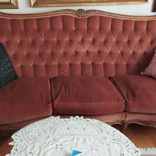 Classic Louis XV three-seater sofa like new, velvet upholstery