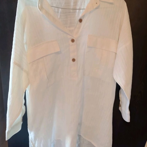 Zara white oversized shirt blouse S like new, linen blend