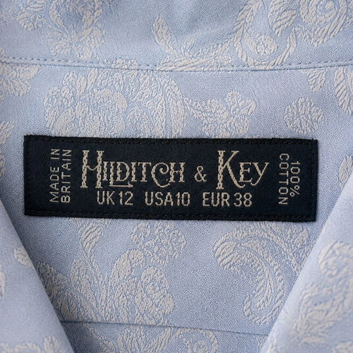 Hilditch & Key women's shirt Made in Britain, blue floral paisley