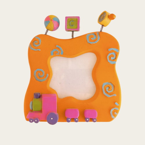 Children's orange photo frame used, size 6x6cm