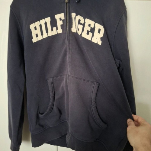 Tommy Hilfiger zip-up hoodie used, size L, navy blue