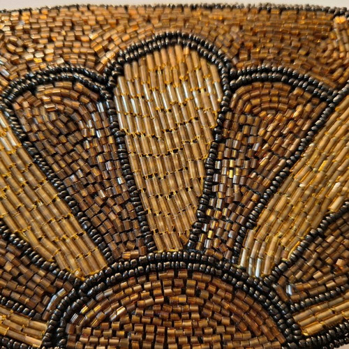 Art Deco vintage shoulder bag used with handmade embroidery and beads