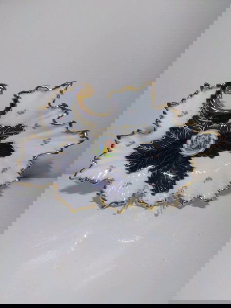 Limoges πιατέλα πορσελάνη cobalt & Gold #A0797