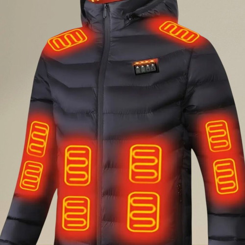 Heated jacket with battery unisex new, black, size L