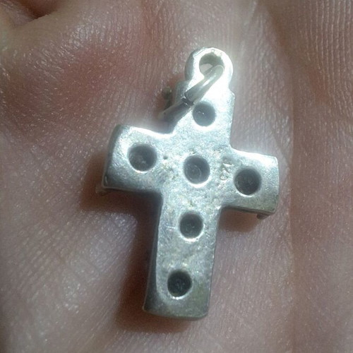 Silver cross 925 with white stones like new