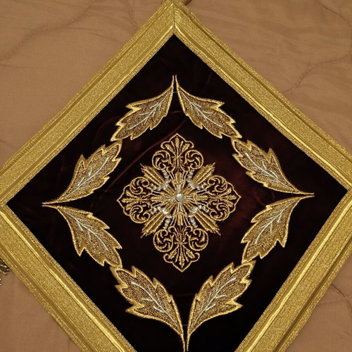 Handmade Gold-Embroidered Luxury Liturgical Vestment Set like new