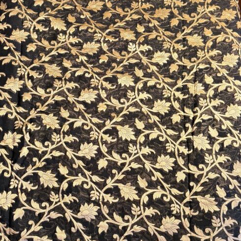 Black Silk Indian Saree Spiderweb Weave New