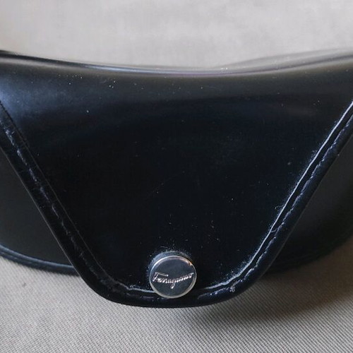 Salvatore Ferragamo glasses case with used glasses, broken arms