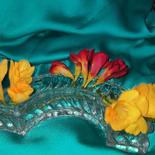 Semi-circular vase used for wildflowers vintage