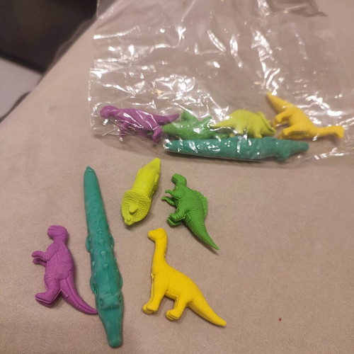 Miniature dinosaur erasers new, pack of 10 pieces