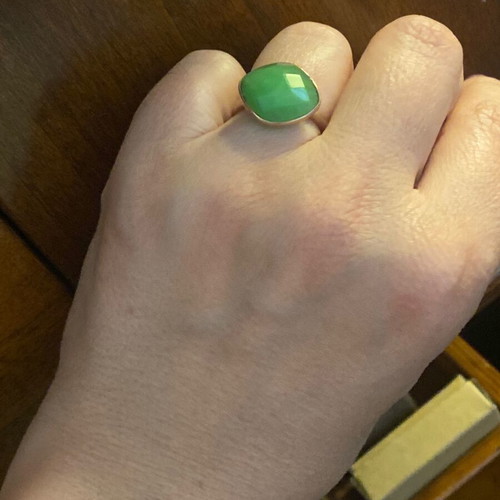 Mazaraki gold-plated silver ring with emerald stone like new