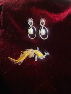 Комплект обеци и брошка нов сребърен