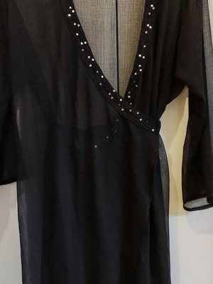 Transparent black chiffon robe like new with sequins