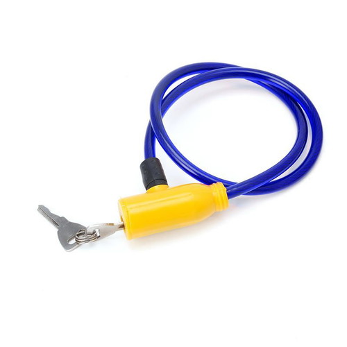 Bicycle lock new, blue, 64 cm, PVC and steel cable
