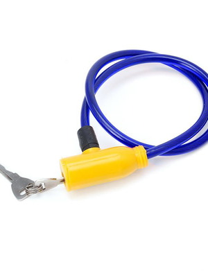 Bicycle lock new, blue, 64 cm, PVC and steel cable