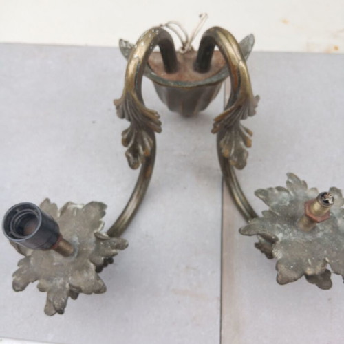 Bronze ceiling light very old used with opening arms