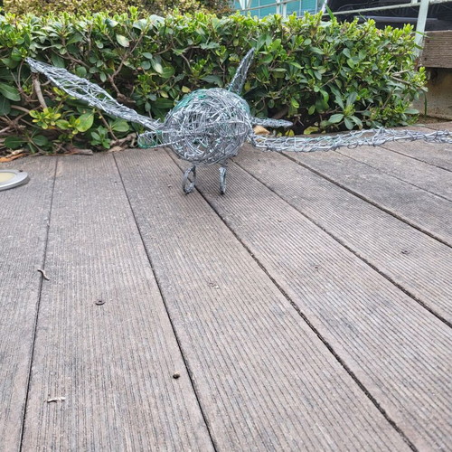 Handmade Industrial Wire Airplane Sculpture like new