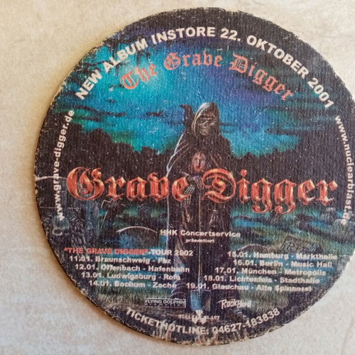 Destruction The Antichrist Grave Digger 2001 promotional beer mat