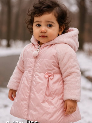 Marasil long coat for baby girl 9-12 months 80cm pink like new