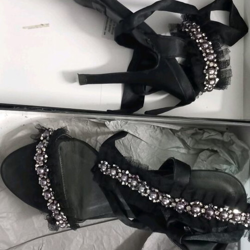 Pacomena black sandal size 38 like new, 12cm heel