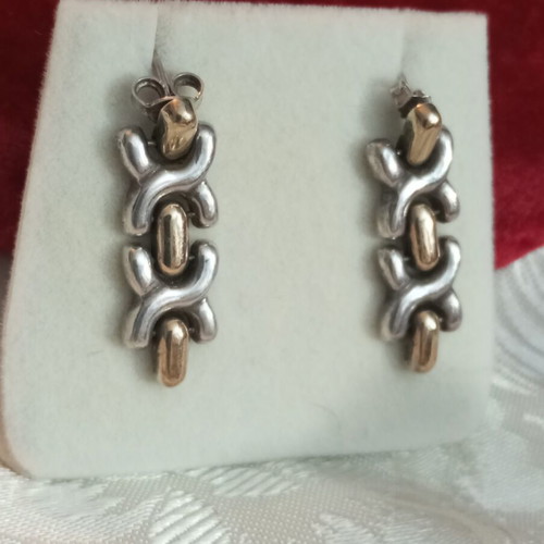 Silver 925 earrings gold plated with 14k, used