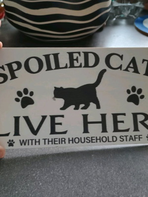Wooden wall decor for cat lovers new, 10x20 cm